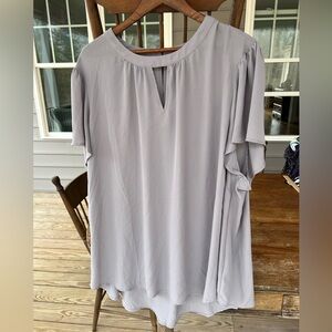 Torrid Georgette Keyhole Flutter Sleeve Gray Blouse Torrid Size 5